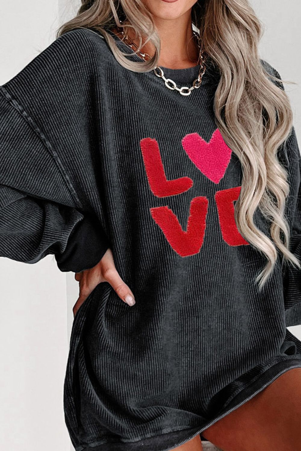 WestCloset Valentine’s Day LOVE Round Neck Long Sleeve Sweatshirt
