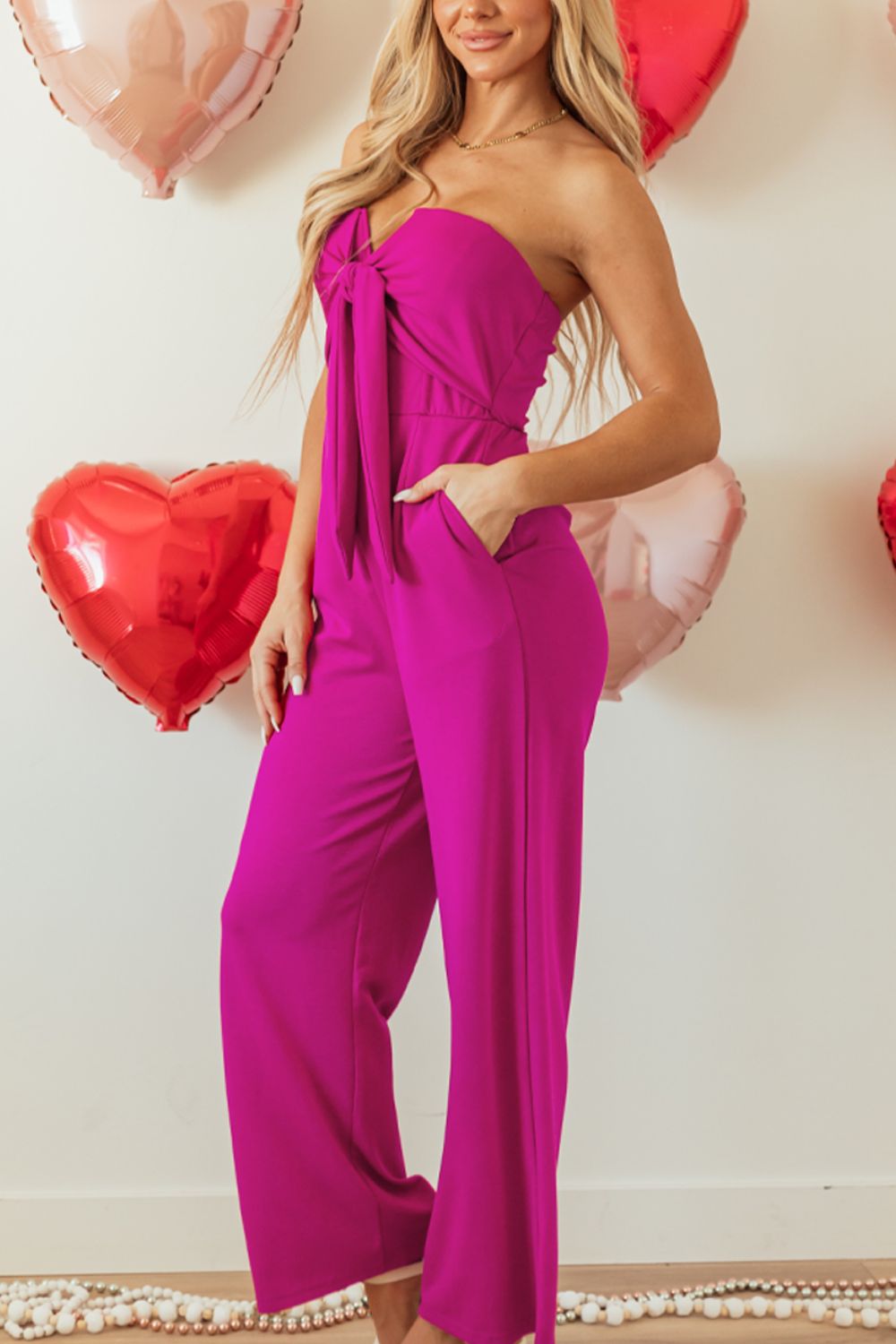 WestCloset Tied Tube Wide Leg Jumpsuit