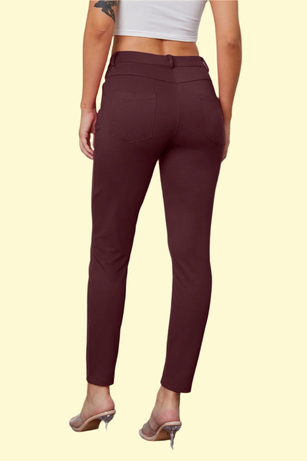 WestCloset burgundy high-waisted leggings