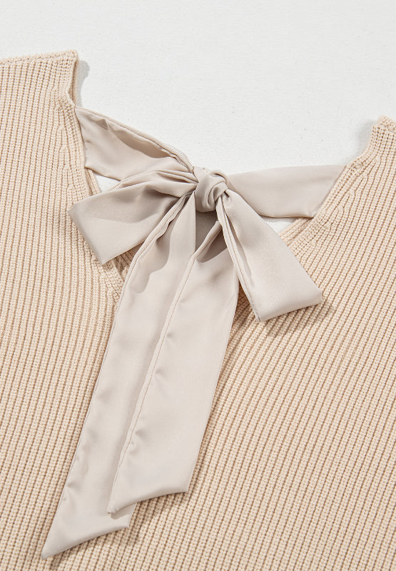 WestCloset Tied Back V-Neck Long Sleeve Sweater