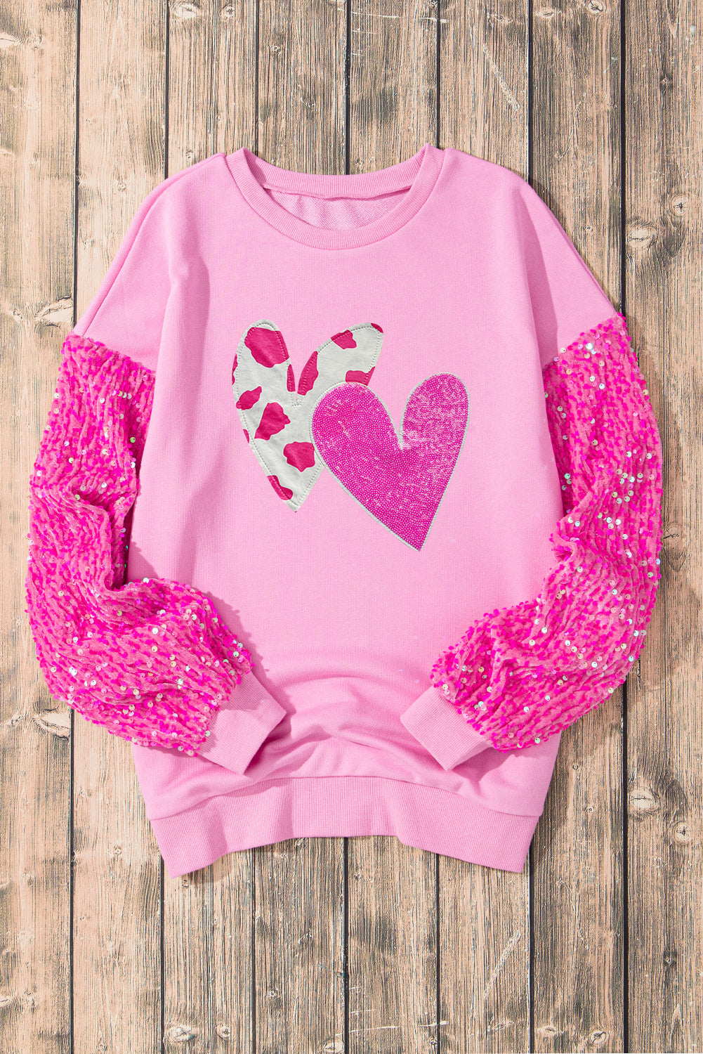 WestCloset Valentine’s Day Sequin Heart Long Sleeve Sweatshirt