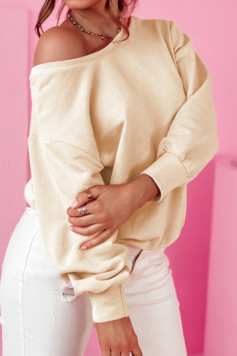 WestCloset Bow Round Neck Long Sleeve Sweatshirt