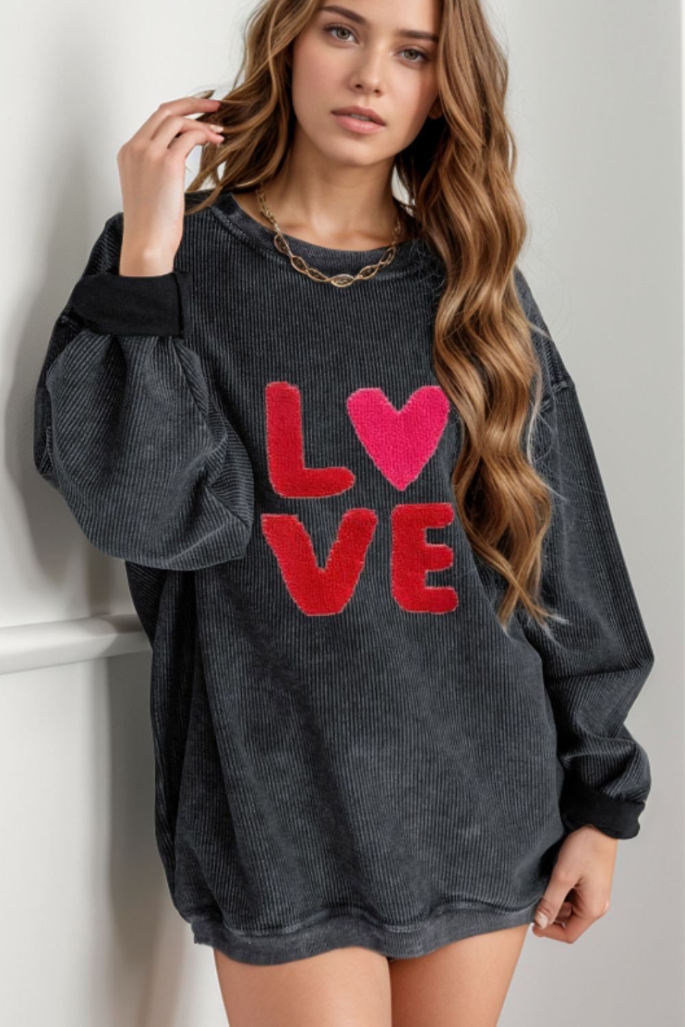 WestCloset Valentine’s Day LOVE Round Neck Long Sleeve Sweatshirt