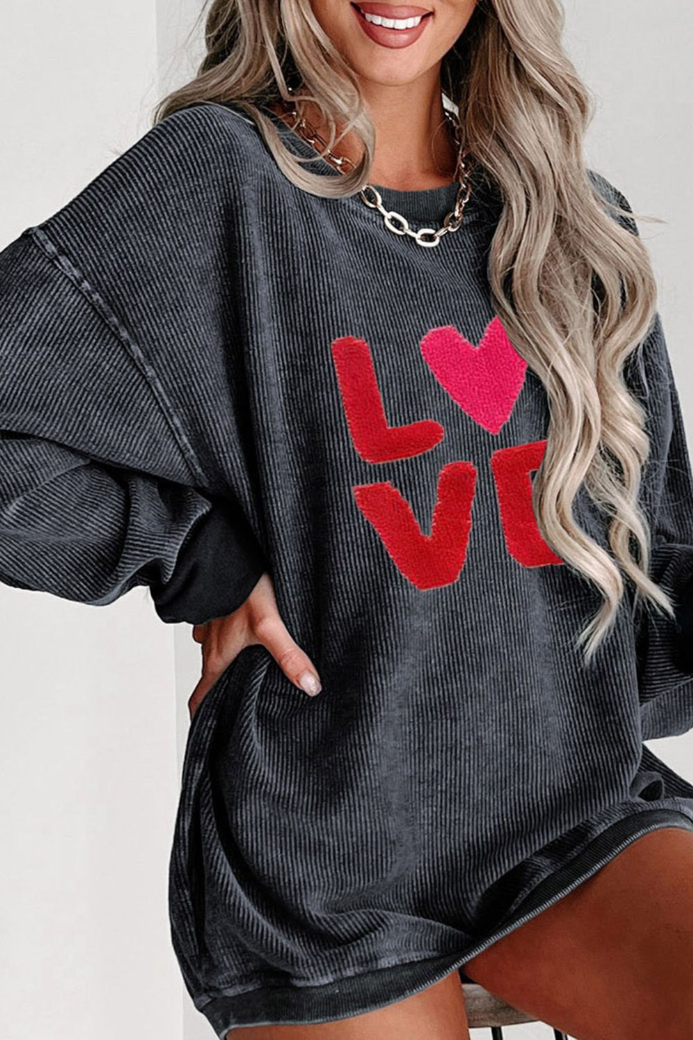 WestCloset Valentine’s Day LOVE Round Neck Long Sleeve Sweatshirt