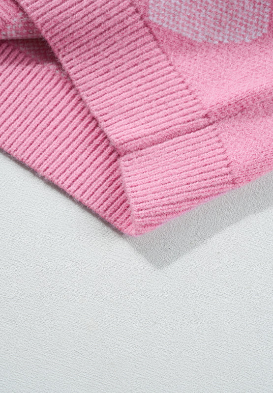 WestCloset Pearl Trim Heart Round Neck Long Sleeve Sweater