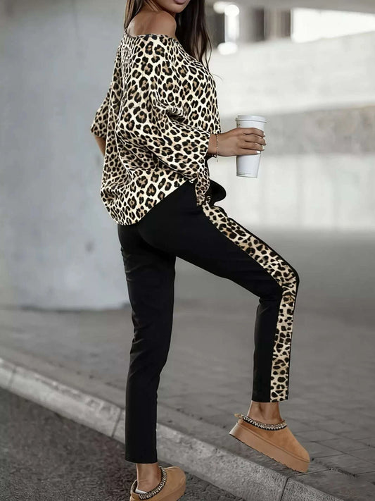 Leopard Print Top and Pants Set WESTCLOSET