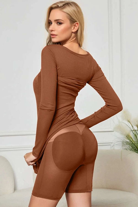 Basic Bae Built-In Shapewear Square Neck Long Sleeve Maxi Dress WESTCLOSET