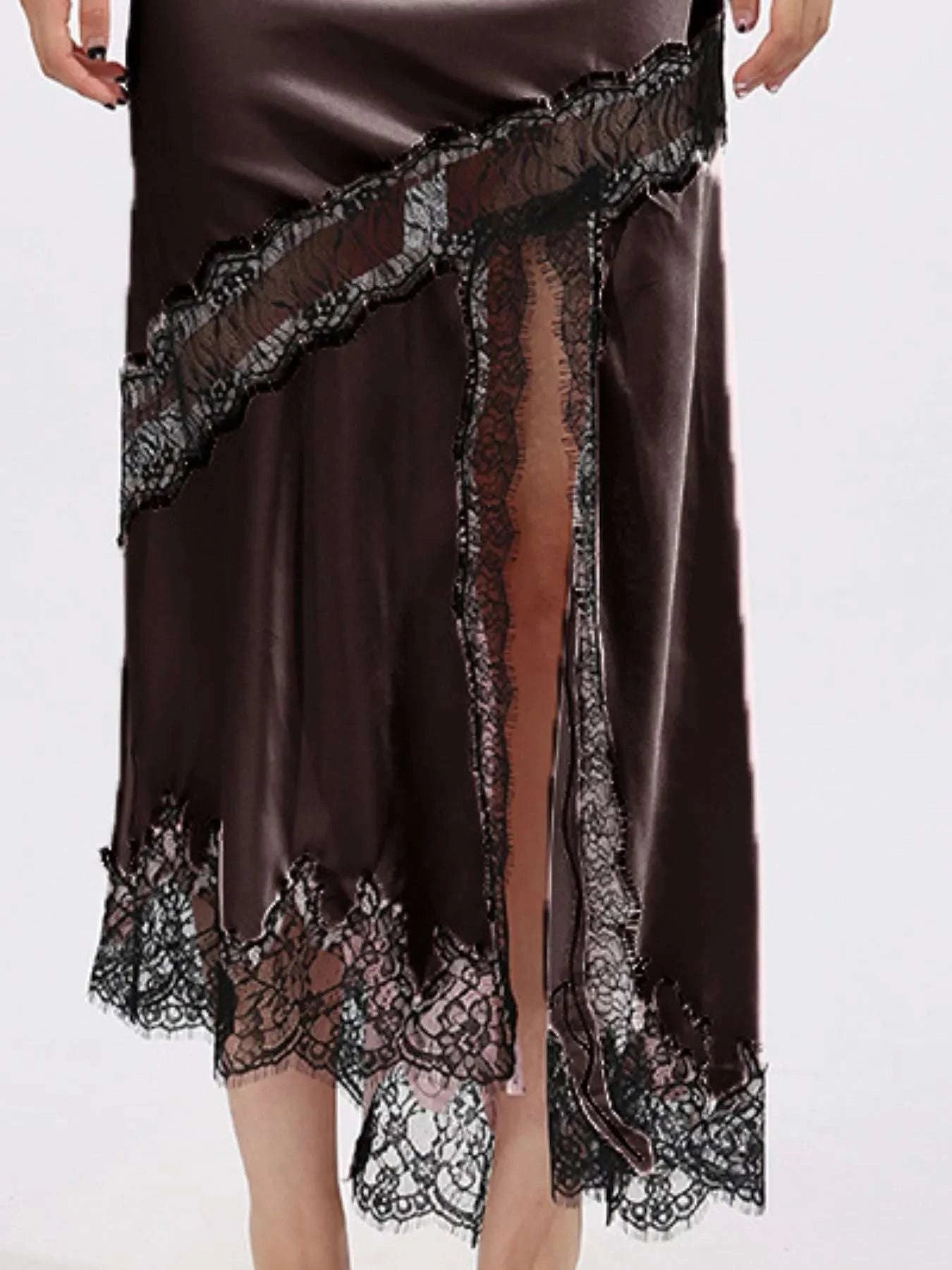 Lace Trim Asymmetrical Midi Skirt WESTCLOSET