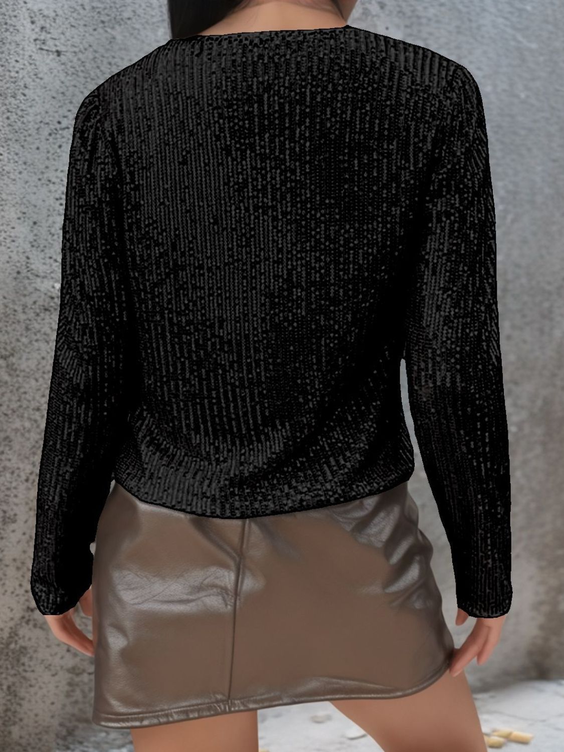 WestCloset Full Size Sequin Open Front Cropped Jacket