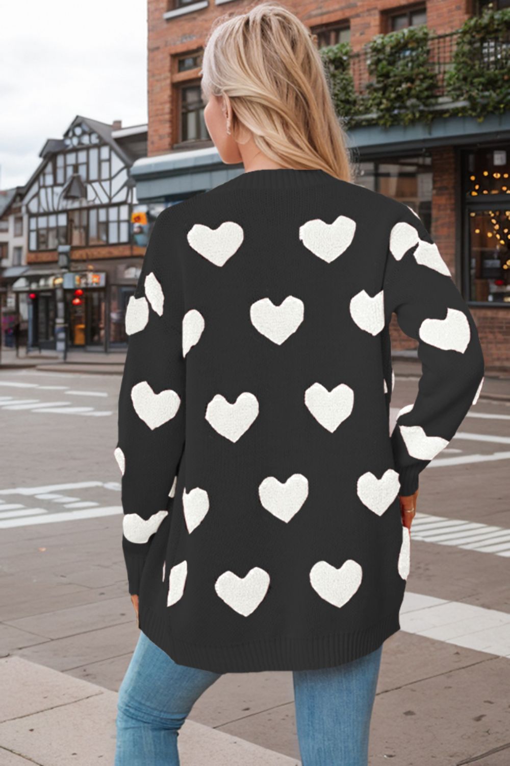 WestCloset Heart Button Down Long Sleeve Cardigan