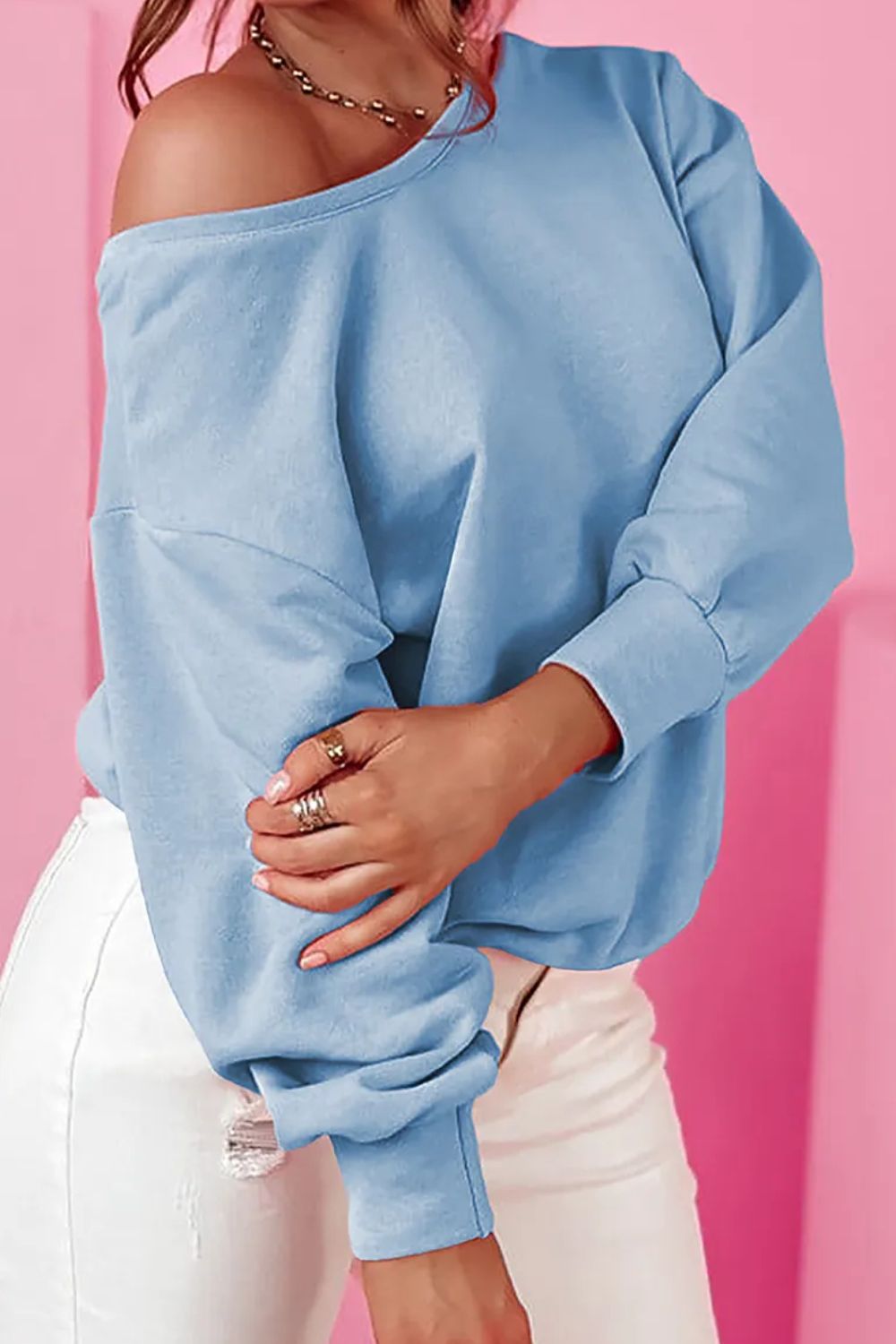 WestCloset Bow Round Neck Long Sleeve Sweatshirt