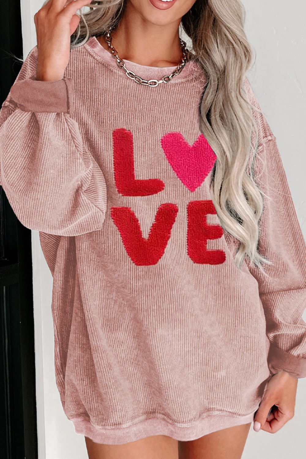 WestCloset Valentine’s Day LOVE Round Neck Long Sleeve Sweatshirt