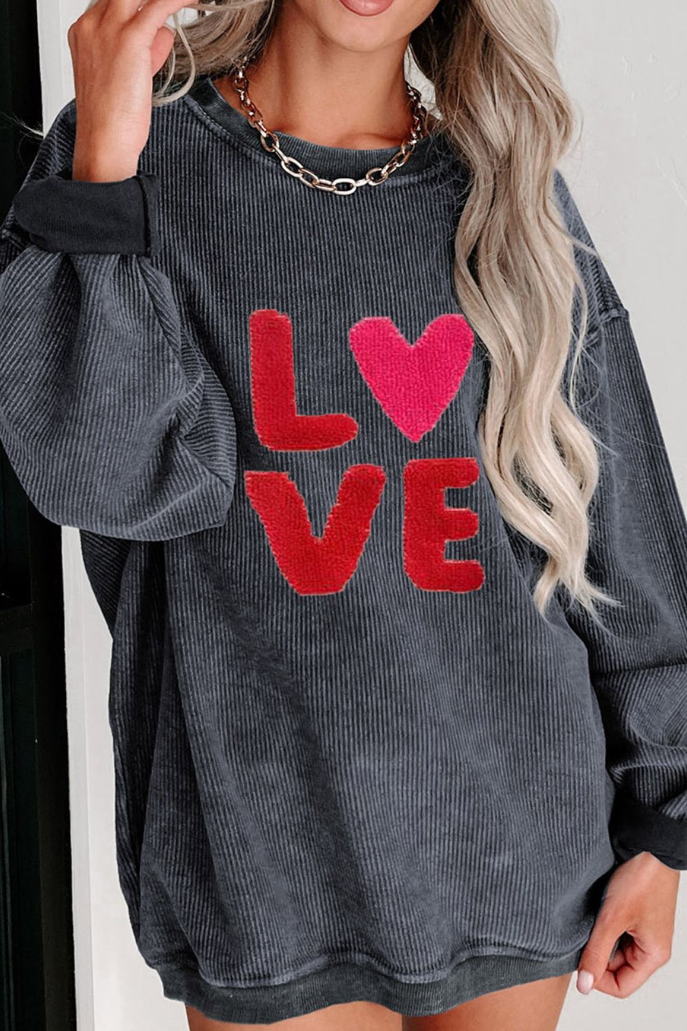 WestCloset Valentine’s Day LOVE Round Neck Long Sleeve Sweatshirt