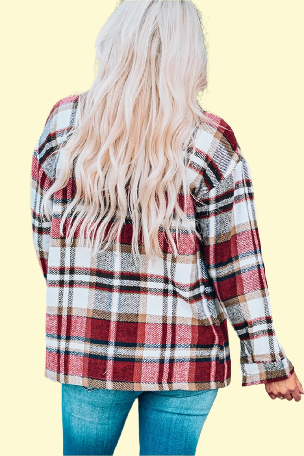 Back view of Plaid Shirt Jacket by WestCloset