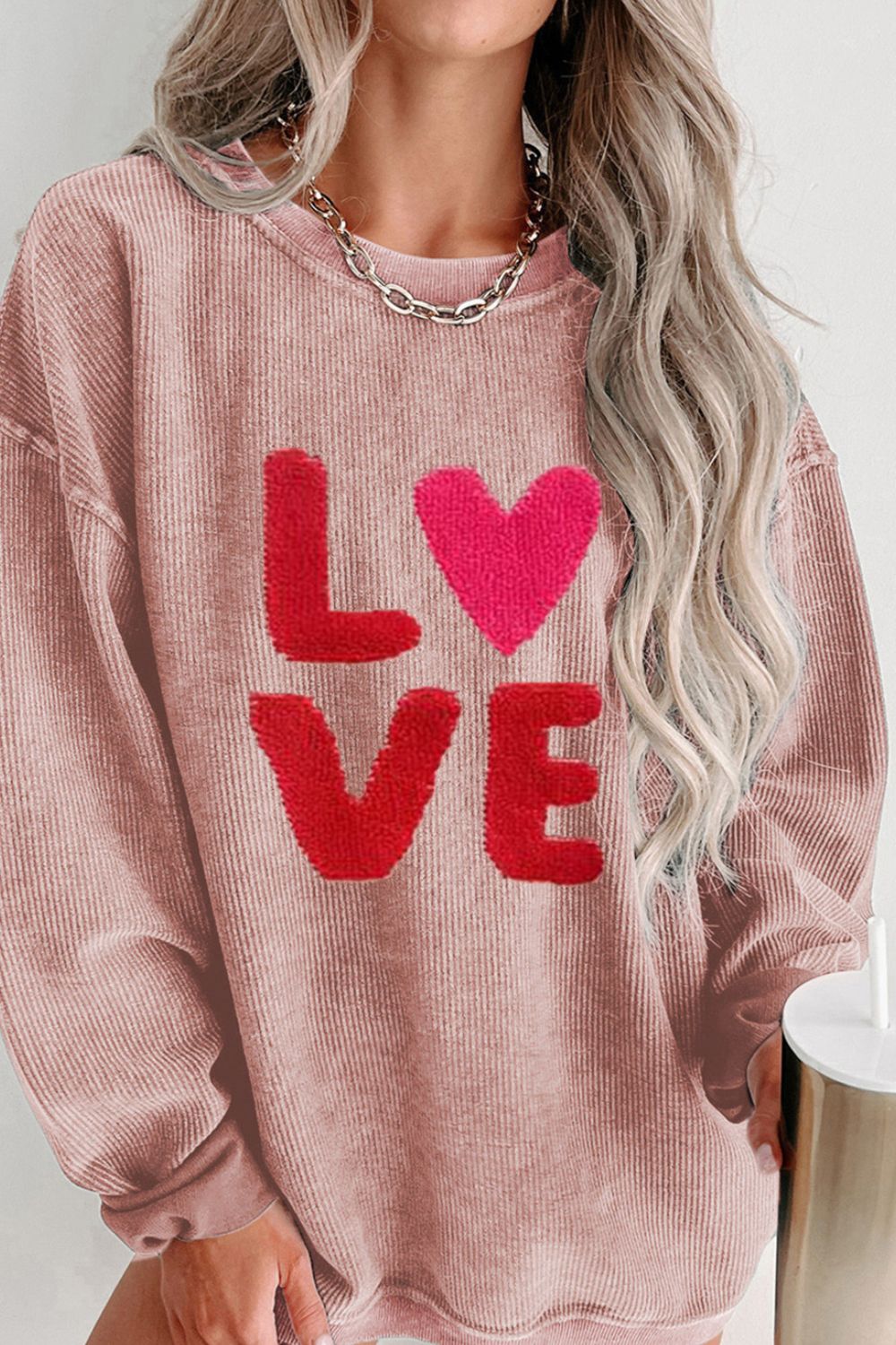 WestCloset Valentine’s Day LOVE Round Neck Long Sleeve Sweatshirt