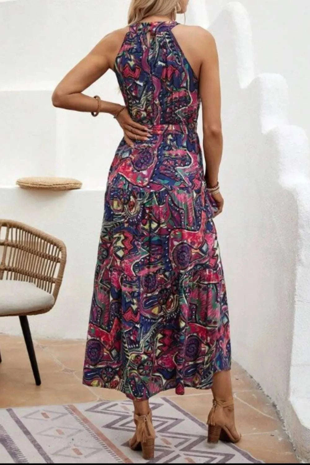 Tied Floral Sleeveless Dress WESTCLOSET
