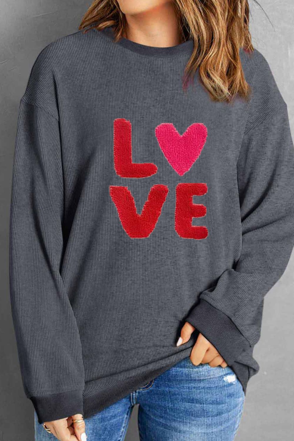 WestCloset Valentine’s Day LOVE Round Neck Long Sleeve Sweatshirt