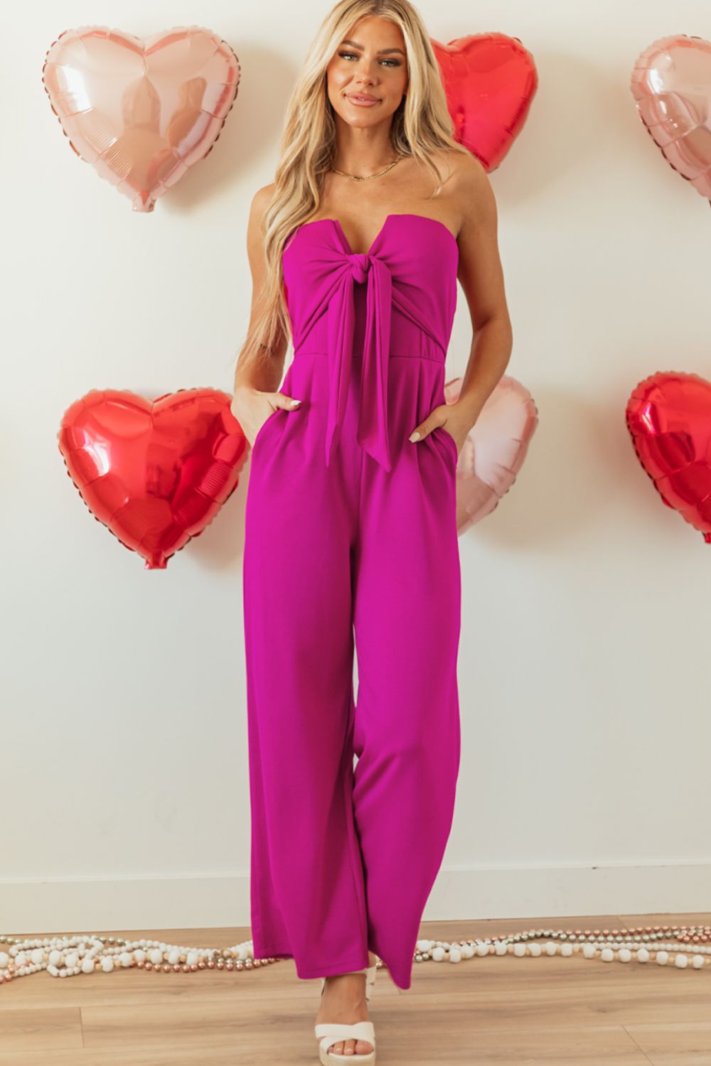 WestCloset Tied Tube Wide Leg Jumpsuit