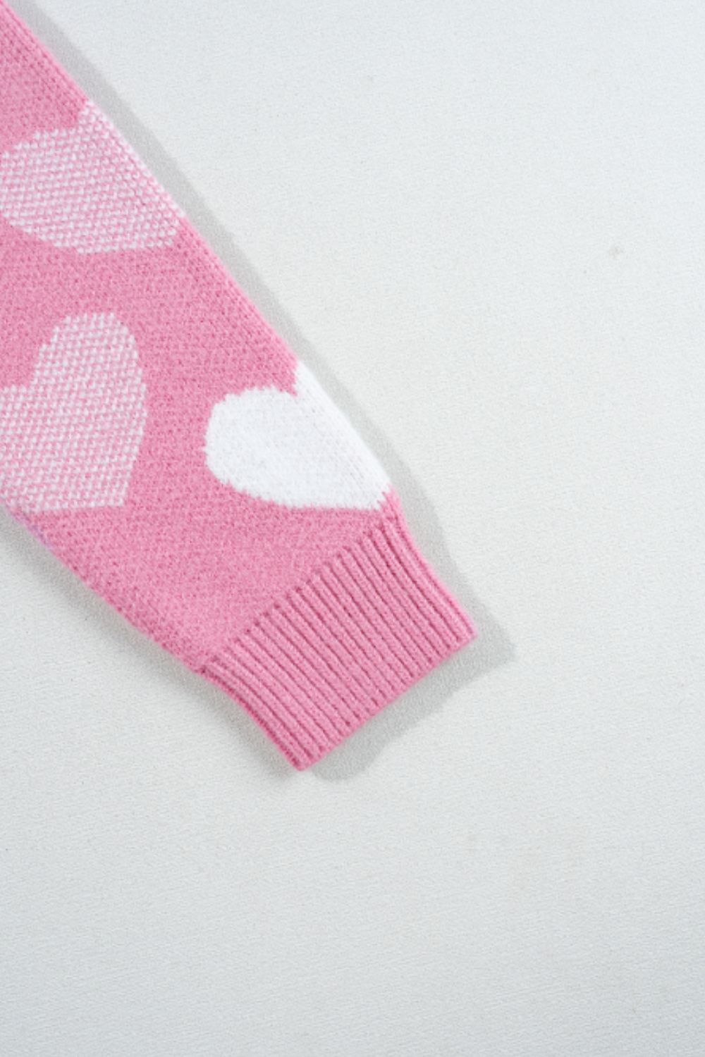 WestCloset Pearl Trim Heart Round Neck Long Sleeve Sweater