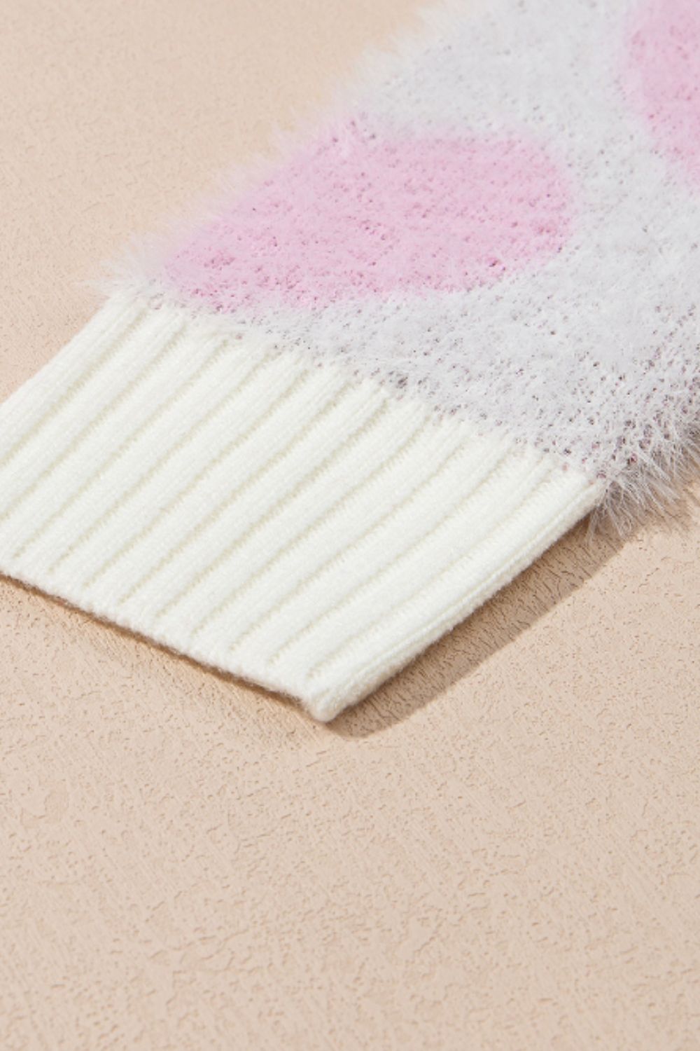 WestCloset Pearl Detail Heart Round Neck Sweater