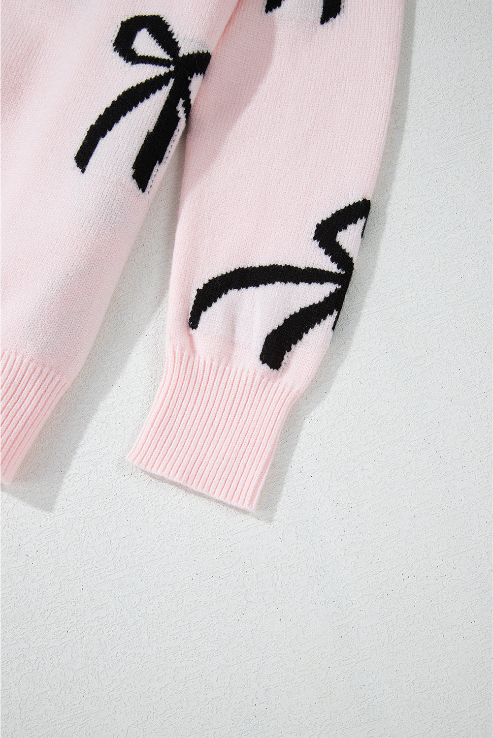 WestCloset Bow Pattern Round Neck Loose Fit Sweater