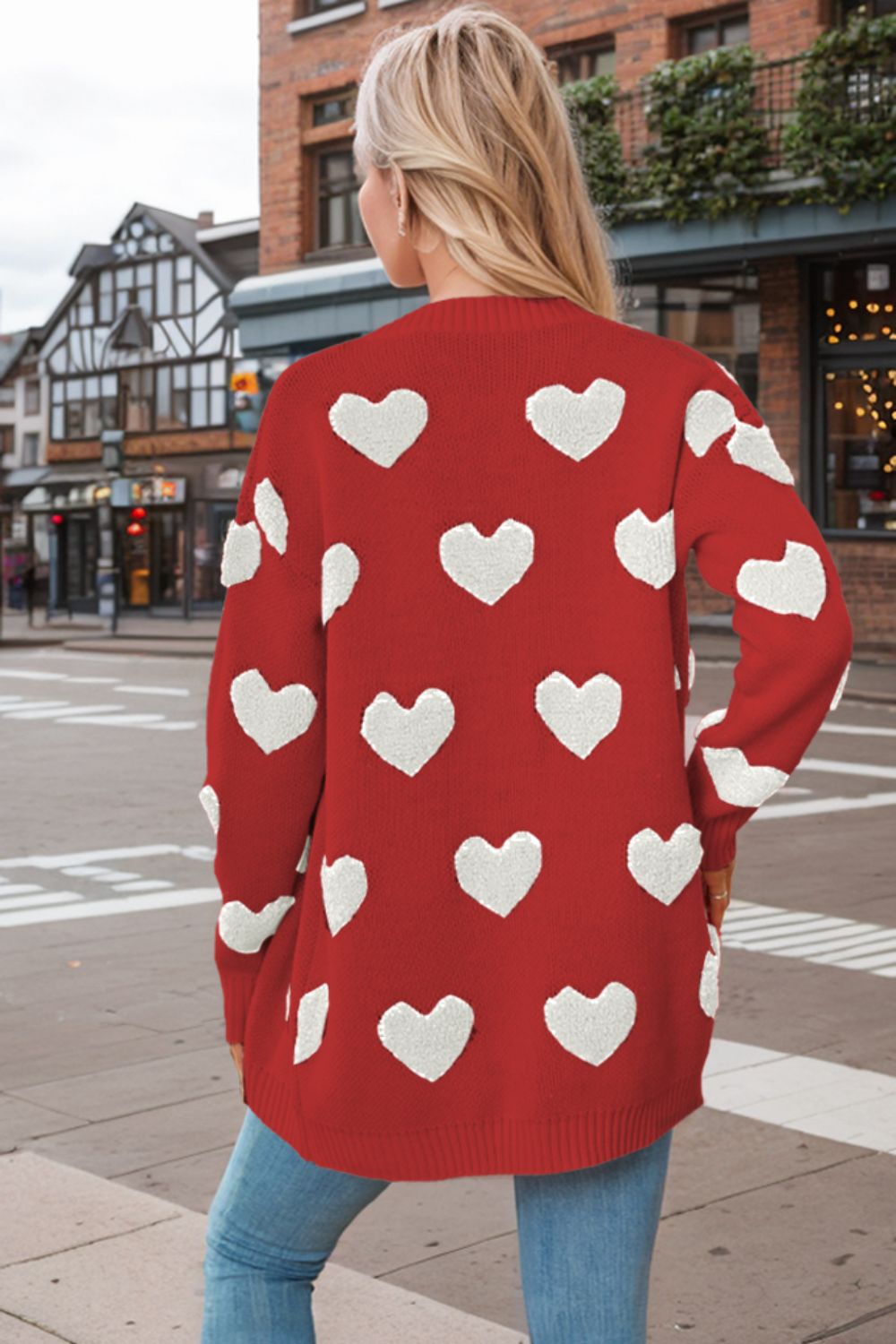 WestCloset Heart Button Down Long Sleeve Cardigan