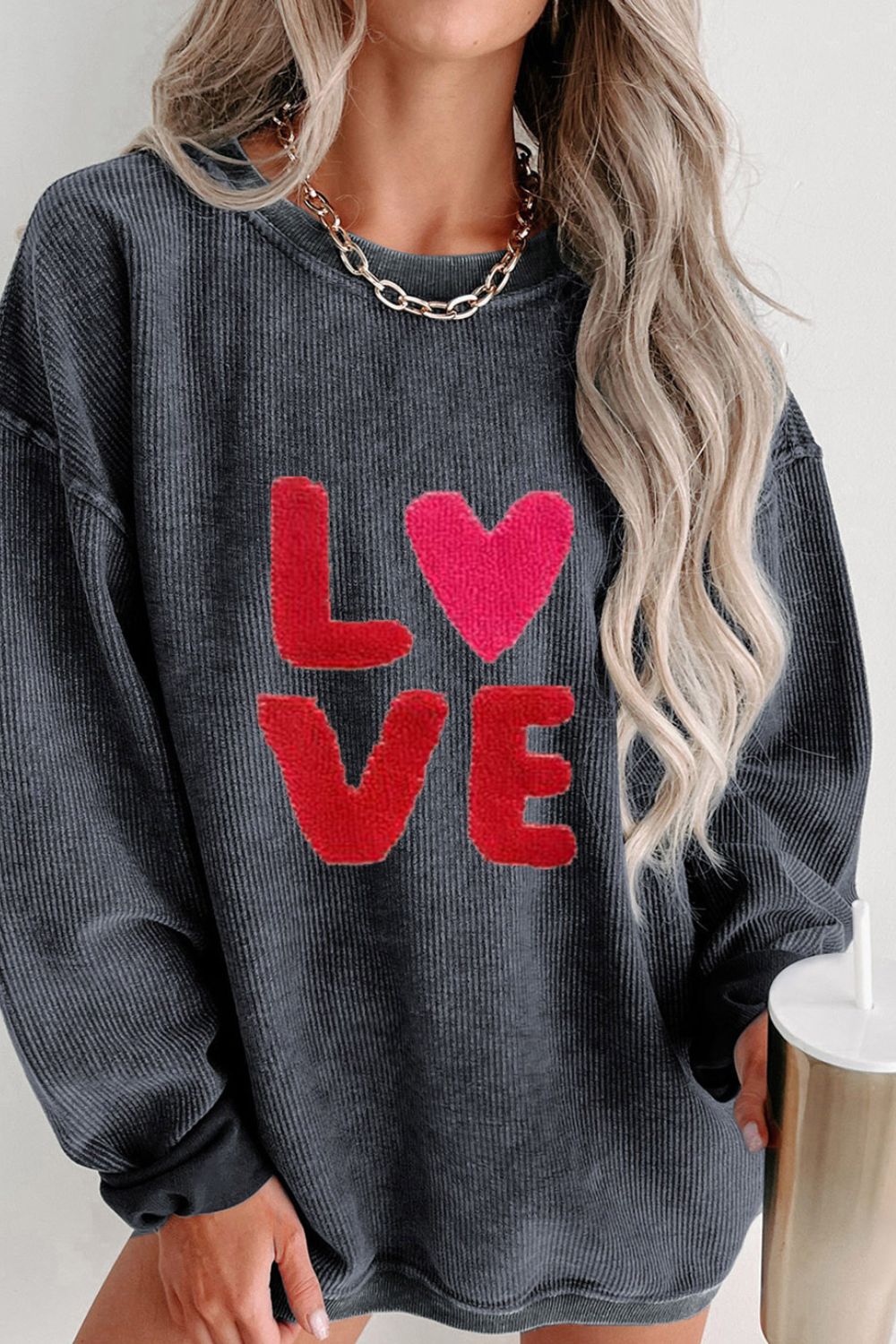 WestCloset Valentine’s Day LOVE Round Neck Long Sleeve Sweatshirt