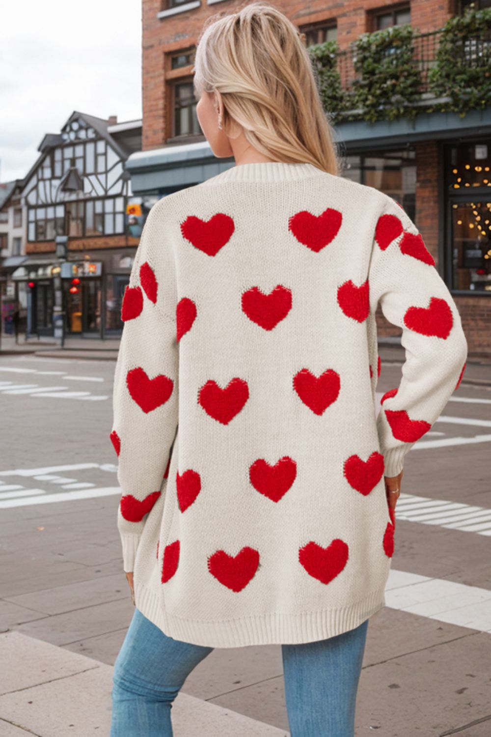 WestCloset Heart Button Down Long Sleeve Cardigan