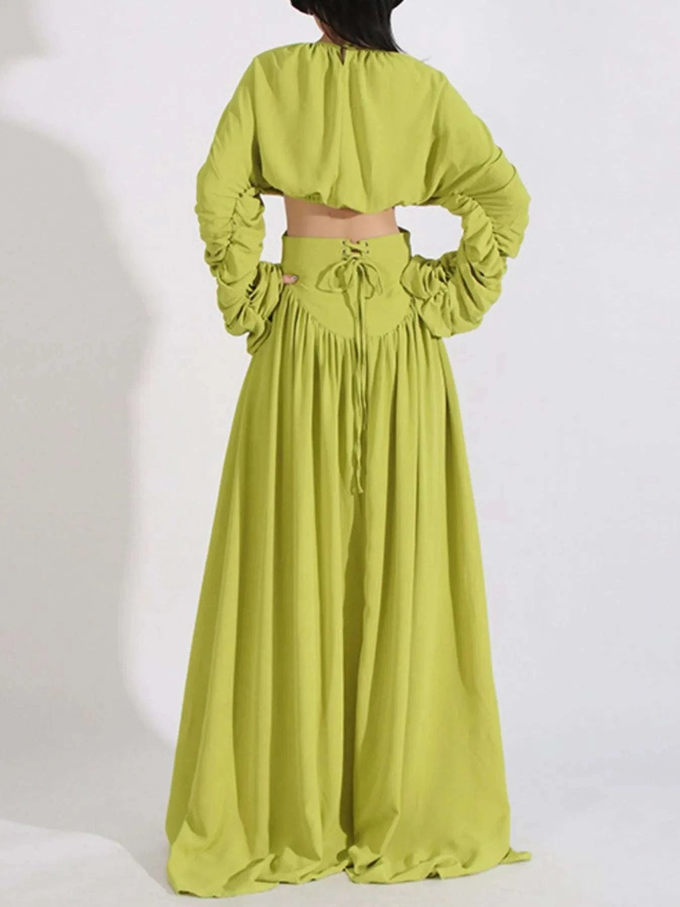 Ruched Long Sleeve Top and High Waist Skirt Set WESTCLOSET