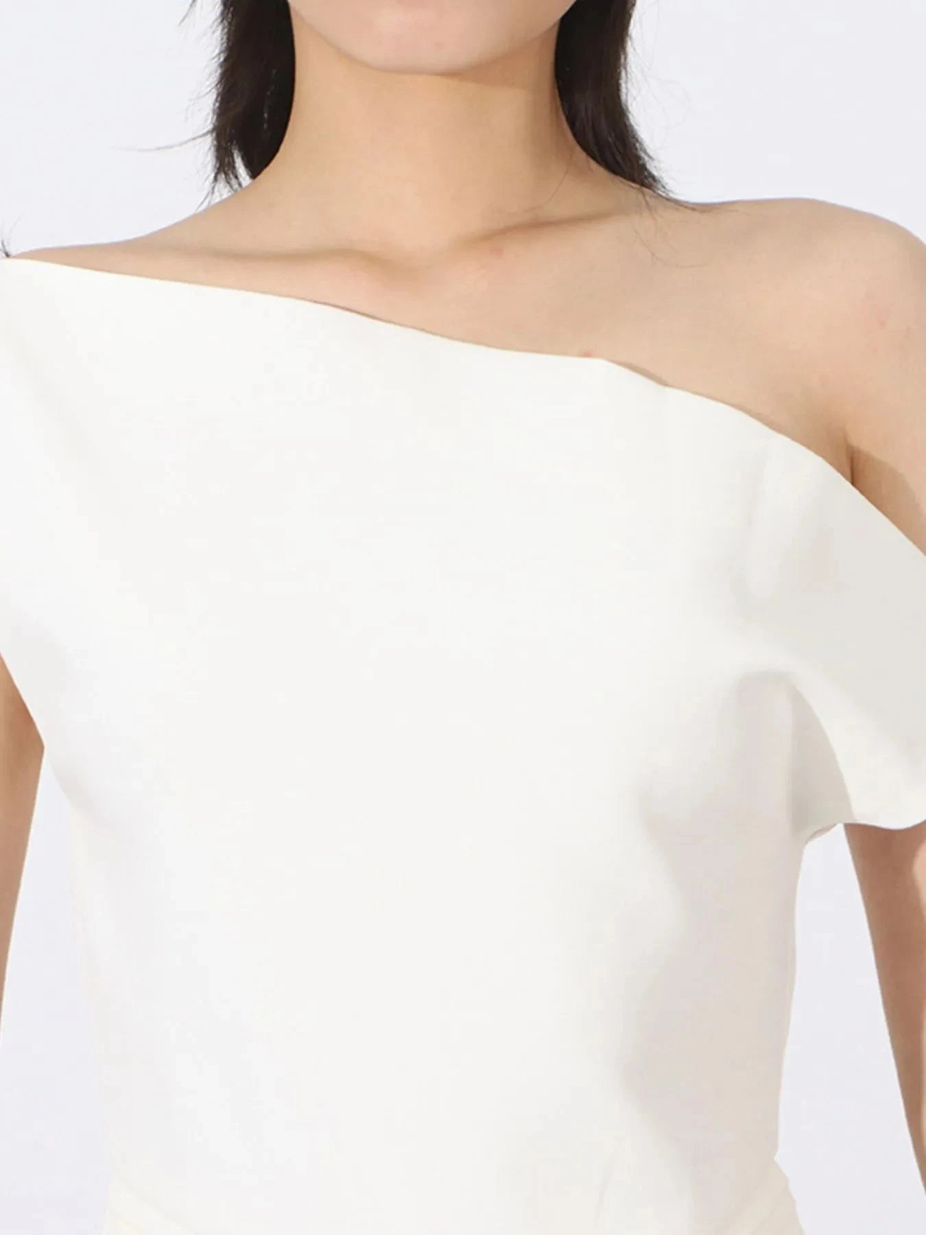 Single Shoulder Pleated Dress WESTCLOSET