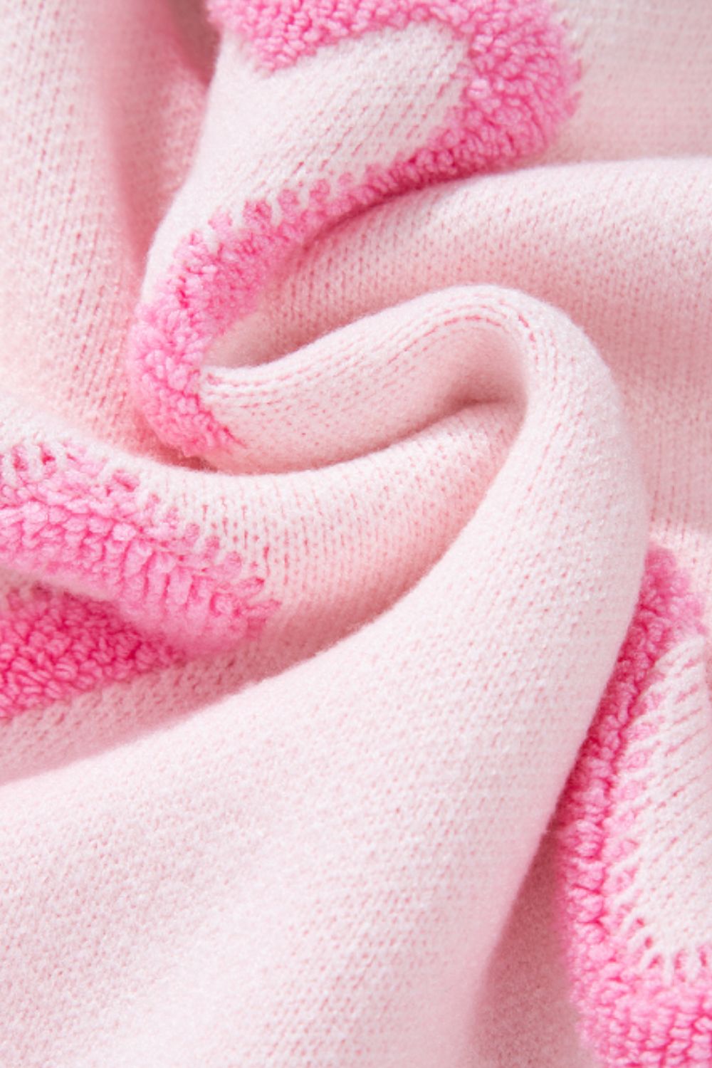 WestCloset High-Low Heart Round Neck Long Sleeve Sweater