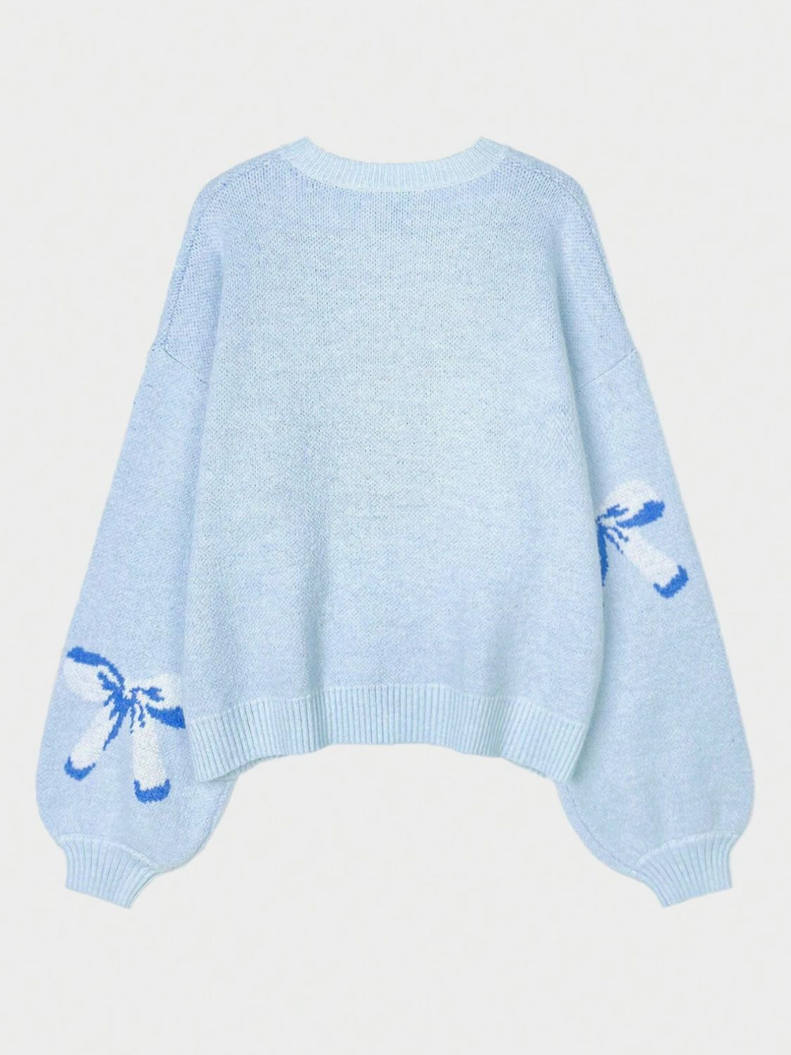 WestCloset Bow Round Neck Long Sleeve Sweater