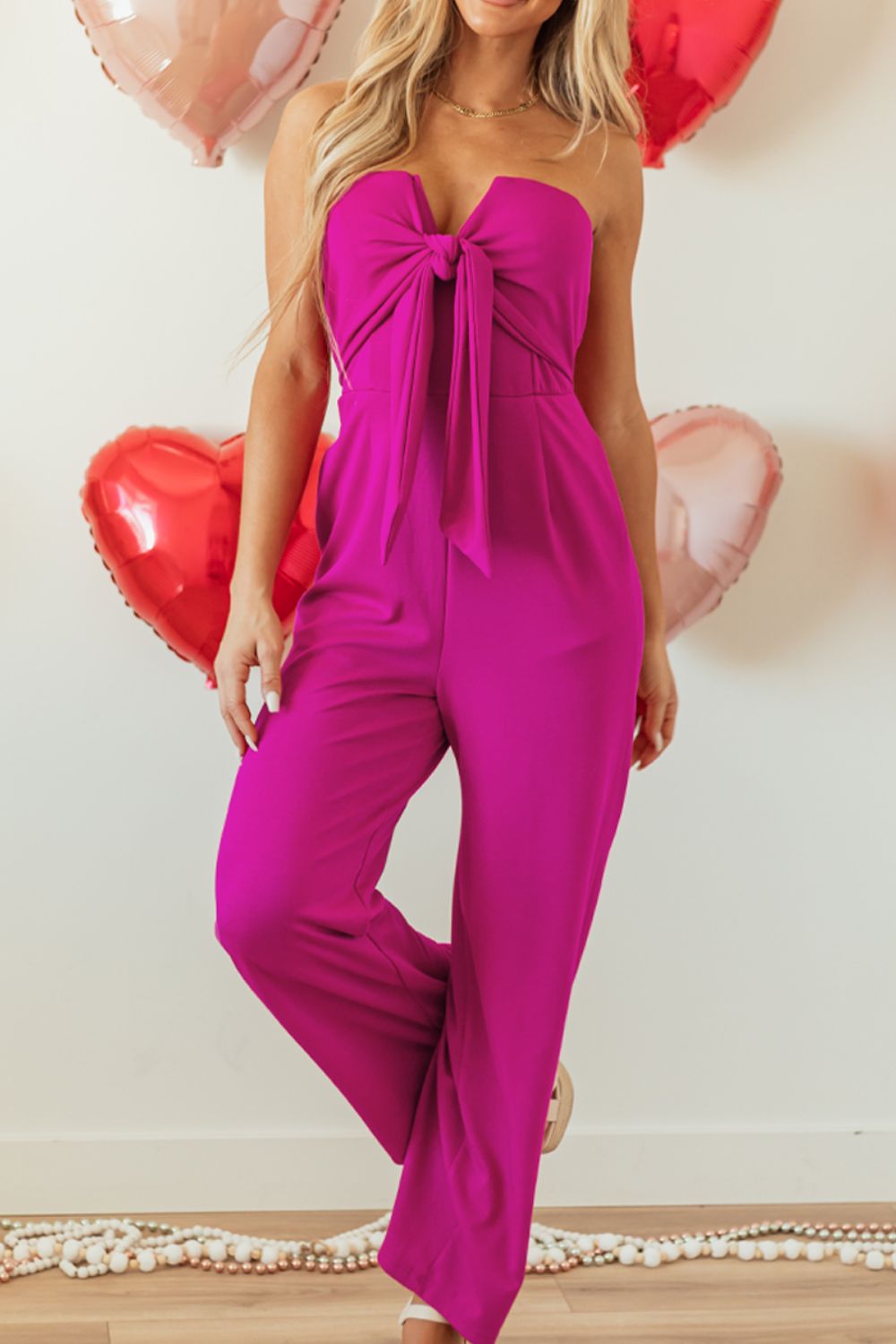 WestCloset Tied Tube Wide Leg Jumpsuit