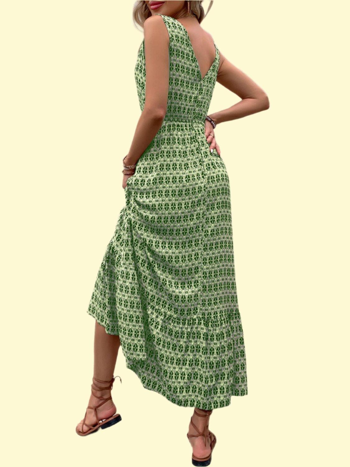 Adjustable Tie-Waist Dress in Lime
