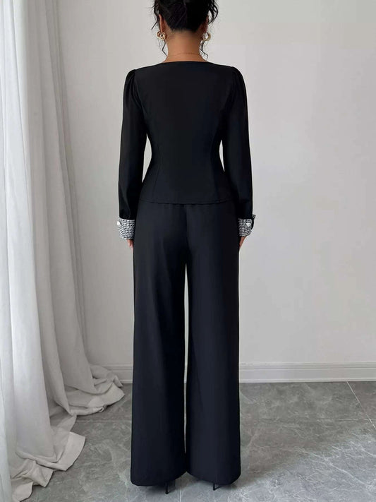 Back view of black women co ord set outfit