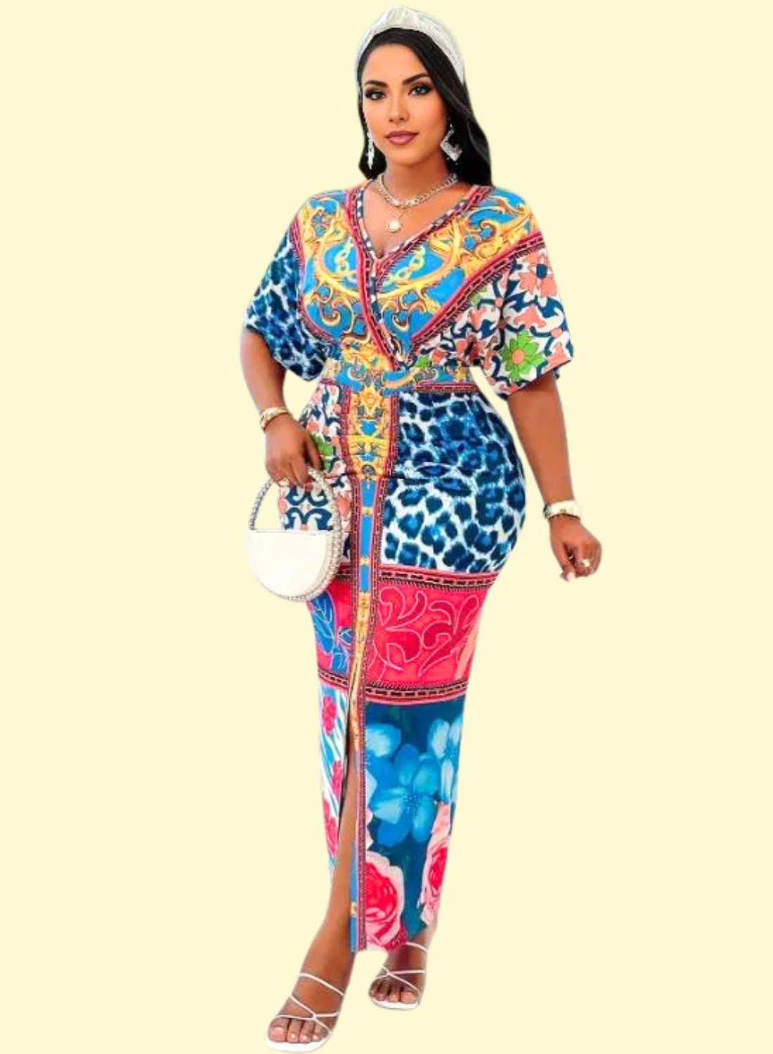 Batwing Sleeve Vacation Dress for Plus Size