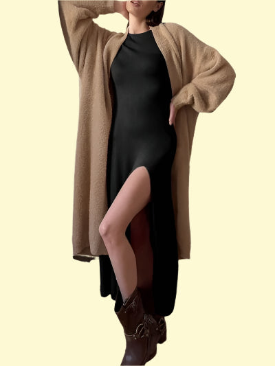 Bodycon Long Sleeve Dress with a Flirty Slit