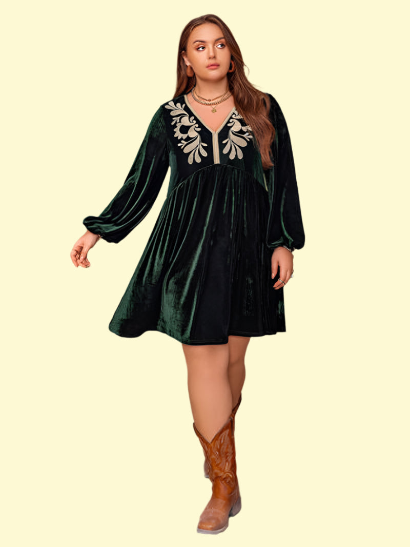 Bold V-Neck Curvy Dress