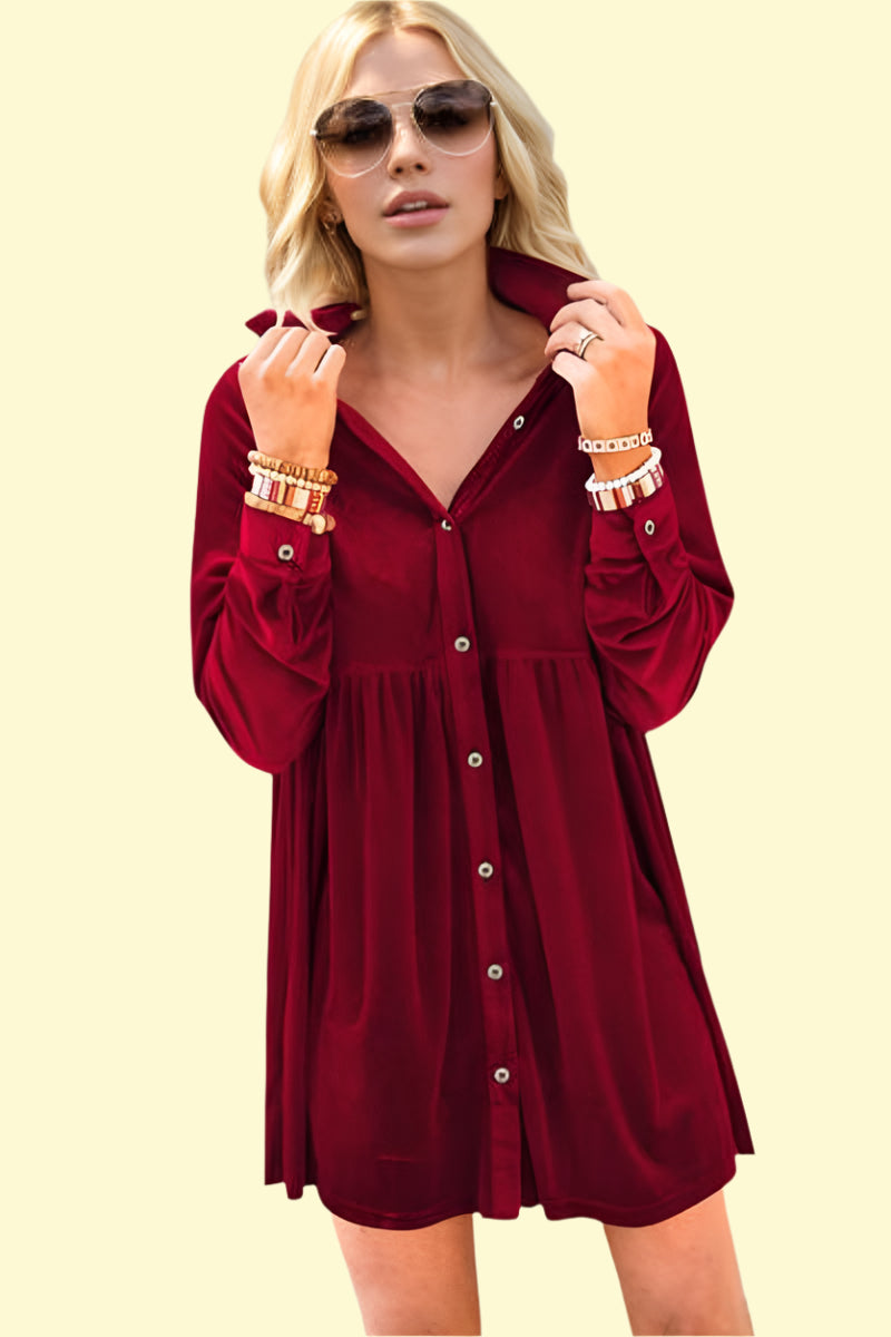 Boss babe red mini dress with collar