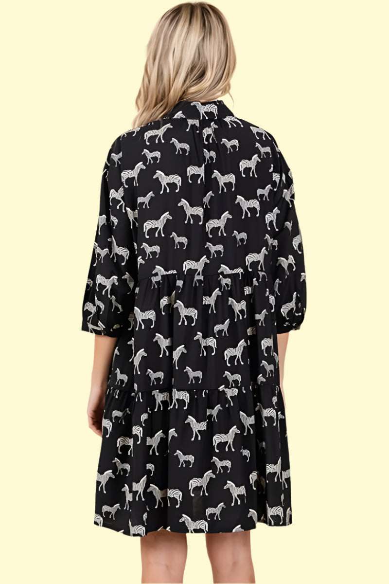 Button-down zebra dress for bold fashion lovers