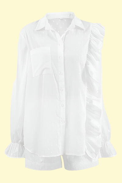 Chic Collared Top & Shorts Combo