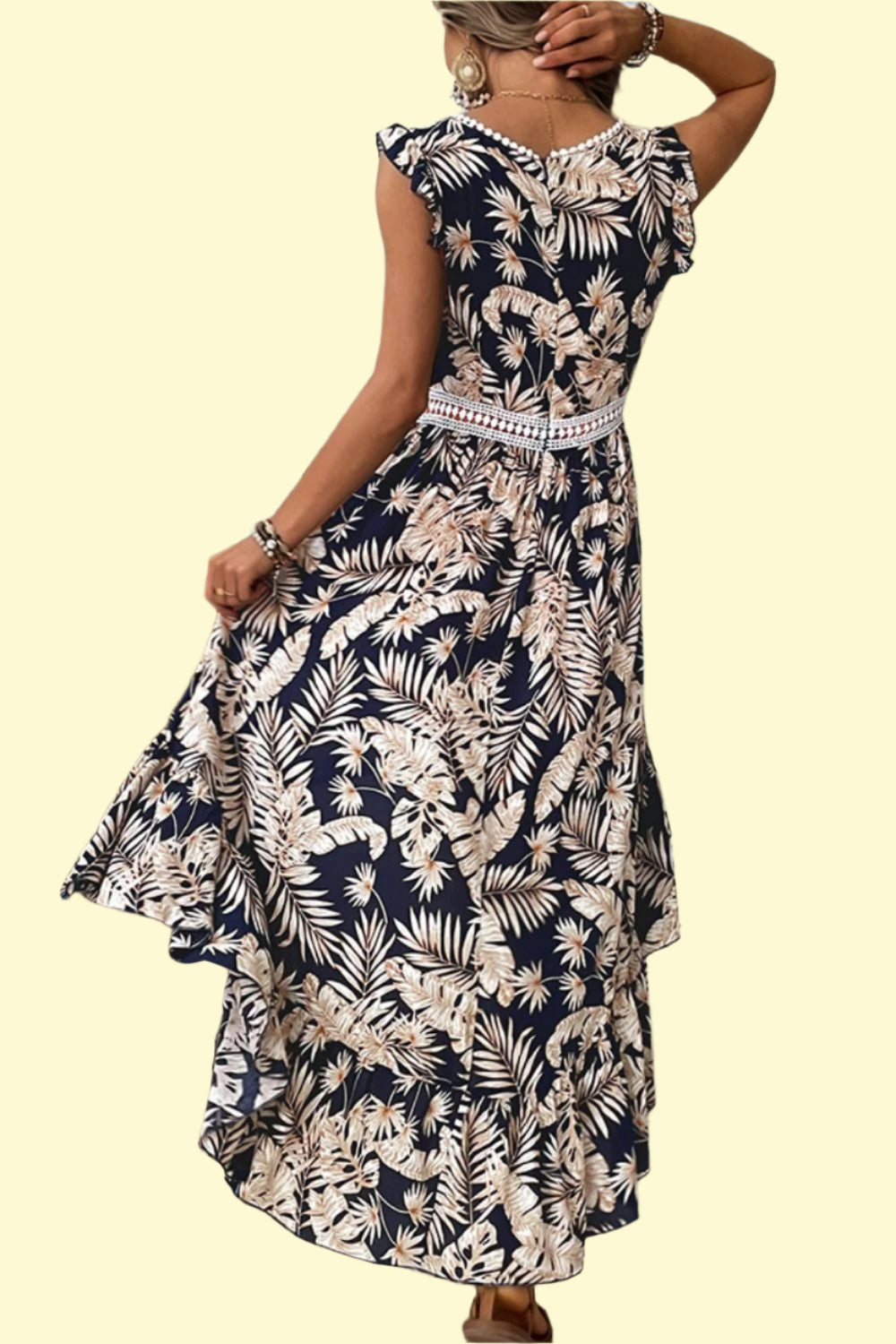 Dark Blue Flowy Midi Dress for Women