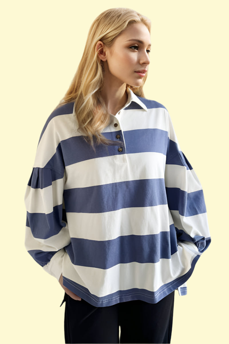 Dusty blue button-up long sleeve shirt