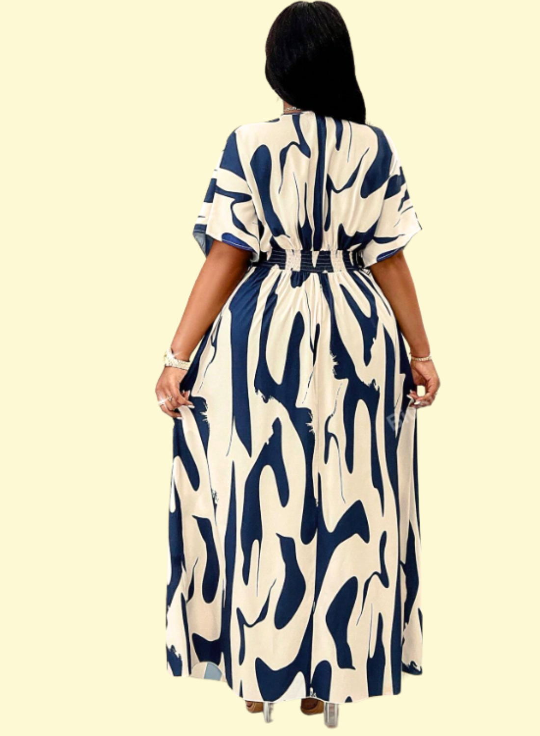 Elegant Plus Size Dress with Batwing Sleeves