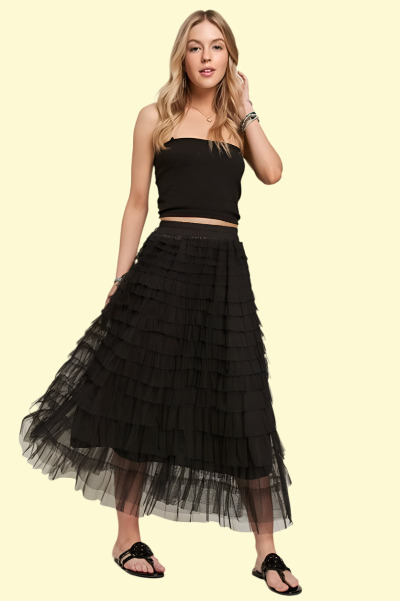 Flirtatious layered mesh skirt for date night