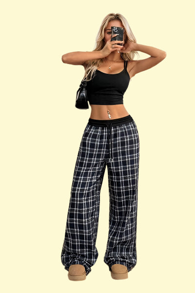High-Waisted Plaid Pants for Women