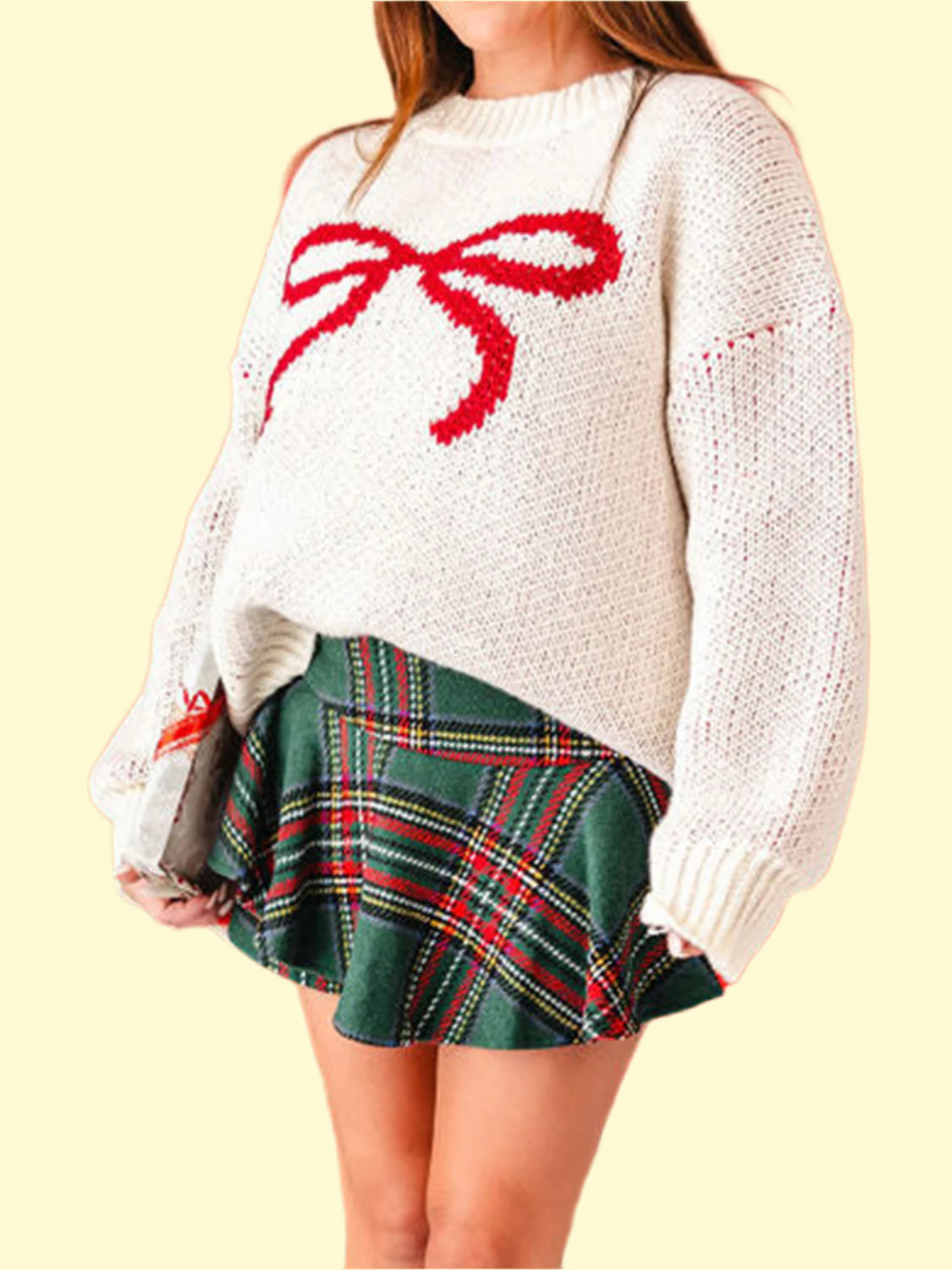 Ivory bow sweater for women