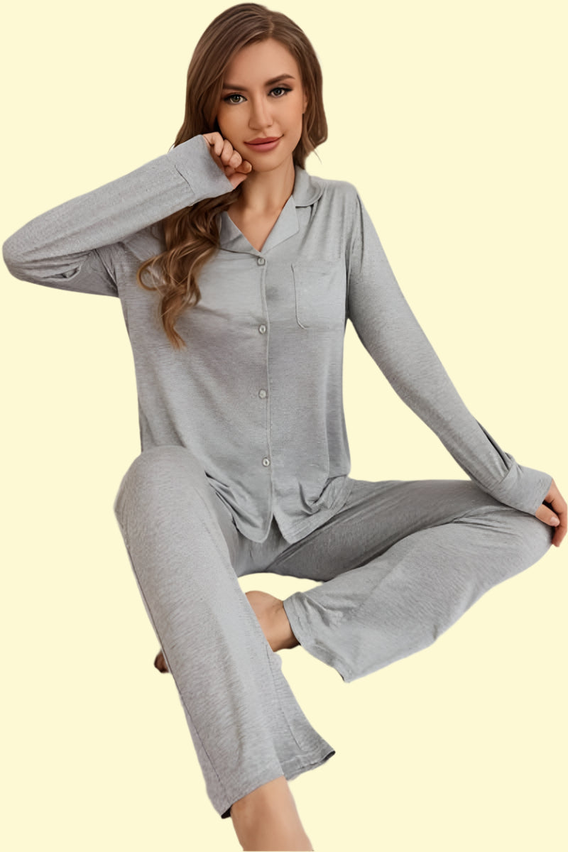 Long Sleeve Button-Up Pajama Set
