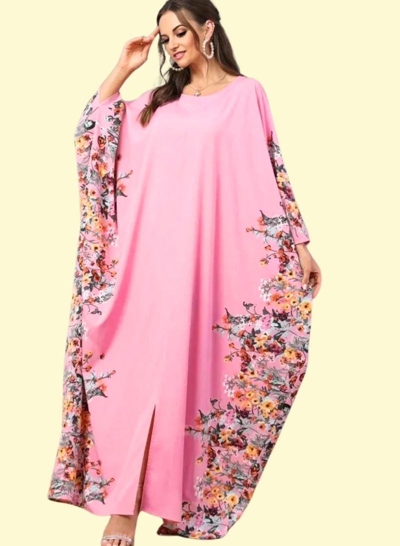 Oversized Pink Floral Kaftan Dress