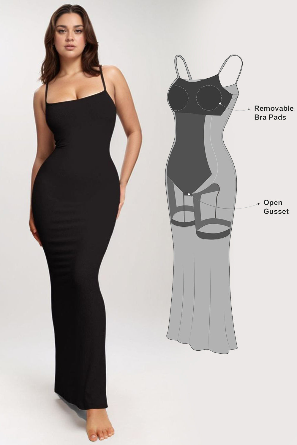 Rouge built-in shapewear maxi dress for women